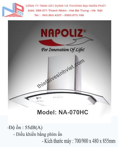 Máy hút mùi dạng ống khói Napoliz NA-070HC