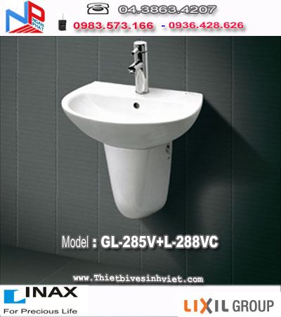 Bộ chậu rửa Lavabo chân lửng Chống khuẩn Màu nhạt Inax GL-285V+L-288VC