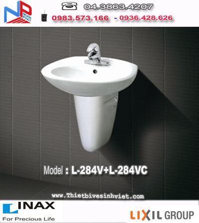 Bộ chậu rửa Lavabo chân lửng Màu trắng Inax L-284V+L-284VC