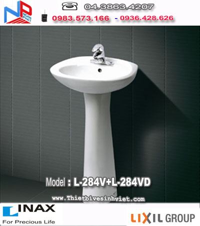 Bộ chậu rửa Lavabo chân dài Màu trắng Inax L-284V+L-284VD