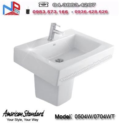 Chậu rửa + chân Lavabo Americanstandard 0504W/ 0704-WT