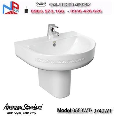 Chậu rửa + chân Lavabo Americanstandard 0553-WT/ 0740-WT