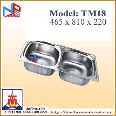 Chậu rửa bát Tân Mỹ 2 hố Inox không bàn TM18