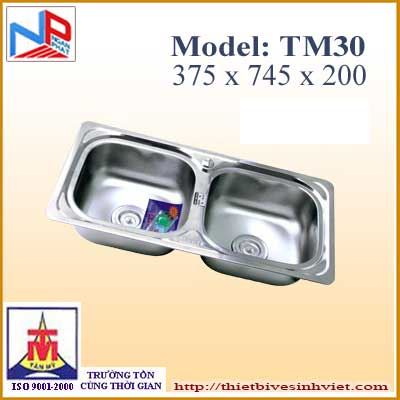 Chậu rửa bát Tân Mỹ 2 hố Inox không bàn TM30