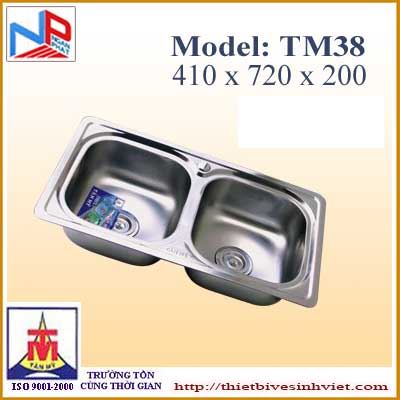 Chậu rửa bát Tân Mỹ 2 hố Inox không bàn TM38