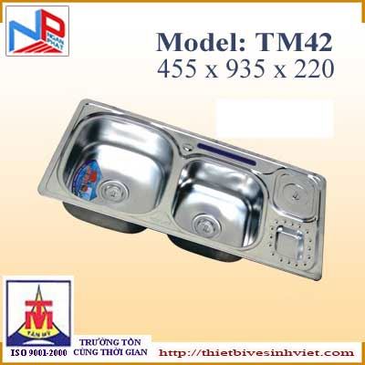 Chậu rửa bát Tân Mỹ 3 hố Inox (1 hố nhựa) có bàn TM42