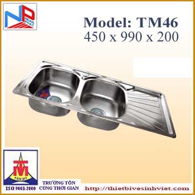 Chậu rửa bát Tân Mỹ 2 hố Inox có bàn TM46