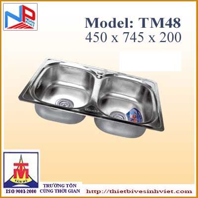 Chậu rửa bát Tân Mỹ 2 hố Inox không bàn TM48