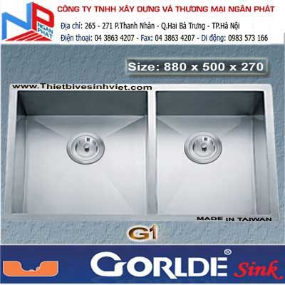 Chậu rửa bát 2 hố hộp vuông Gorlde G1