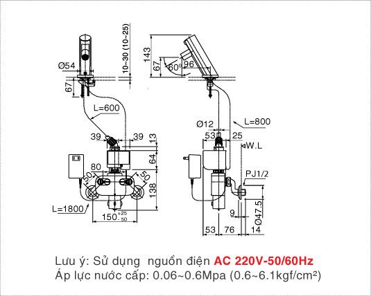 Vòi rửa lavabo cảm ứng nóng lạnh Inax AMV-90K (220V)