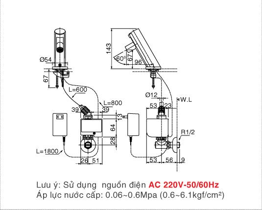 Vòi rửa lavabo cảm ứng Inax AMV-90 (220V)