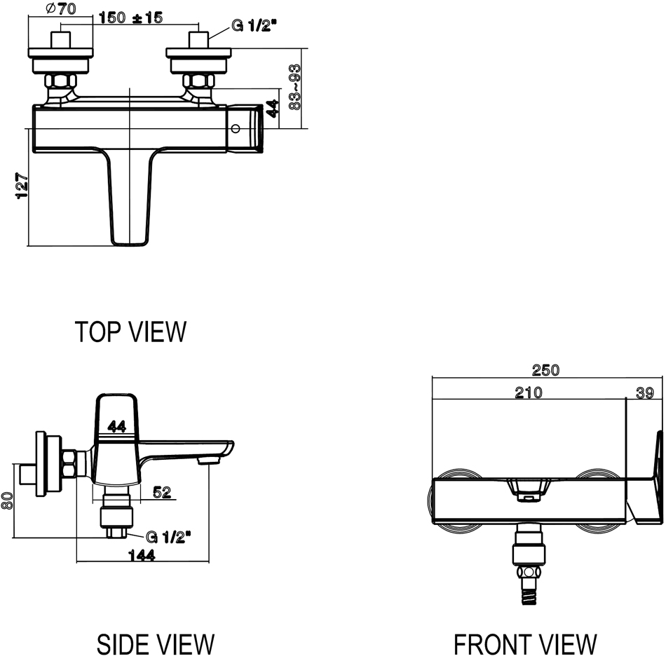 Bản vẽ sen tắm nóng lạnh Americanstandard WF-6911