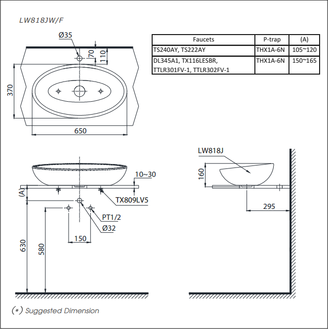 Chậu đặt bàn TOTO LW818JW/F