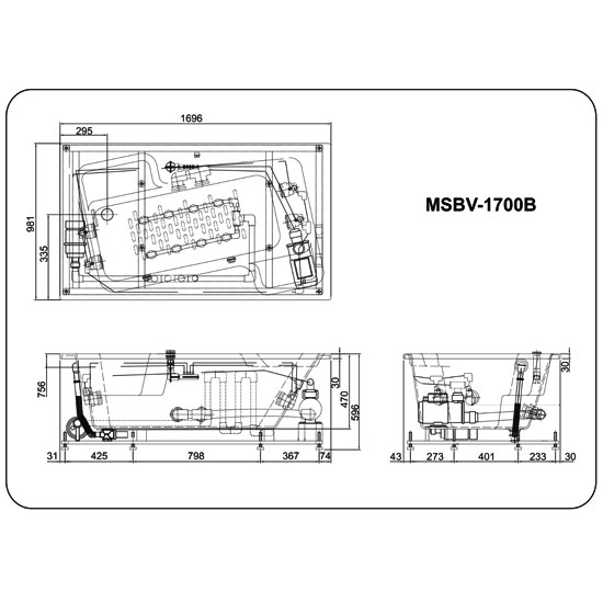 Bồn tắm Massage INAX MSBV-1700B Bồn tắm Massage INAX MSBV-1700B