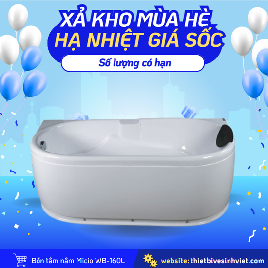 Bồn tắm MICIO WB-160L nhựa Acrylic loại yếm trái