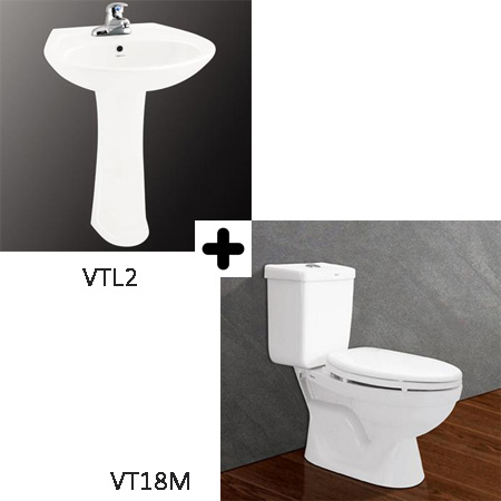 Bộ sản phẩm bồn cầu Viglacera VT18M + VTL2