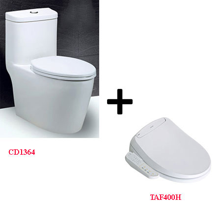 Bồn cầu nắp rửa điện tử Caesar C1364F+TAF400H Bồn cầu nắp rửa điện tử Caesar C1364F+TAF400H