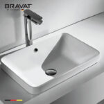 Chậu rửa lavabo Bravat C22327W-ENG vuông đặt bàn Chậu rửa lavabo Bravat C22327W-ENG vuông đặt bàn