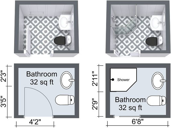 Thiết kế phòng tắm nhỏ 3m2 với cửa kéo 1