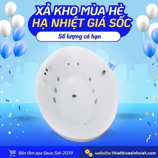 Bồn tắm massage Sewo SW-2039 hình oval chất liệu Acrylic