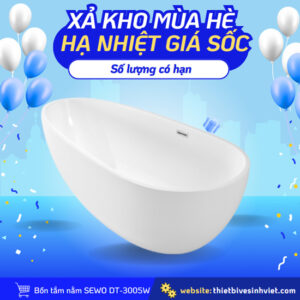 Bồn tắm Sewo DT-3005W màu trắng kích thước 1m7
