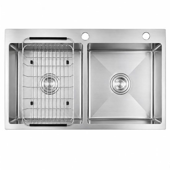 Chậu rửa bát Caesar KSH02H082SE 2 hố mài vát cạnh