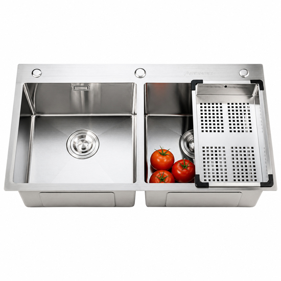 Chậu rửa bát Shoider ASD-8245C 2 hố tặng kèm chậu phụ