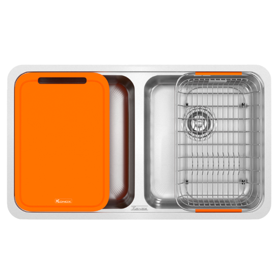 Chậu rửa bát 2 hố cân Konox R50 Tari 7846DU
