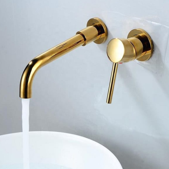 Vòi lavabo âm tường màu vàng Miken MKV-600003GB